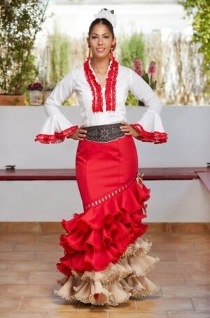 Falda Flamenca Jerez roja - Caroly Moda Flamenca